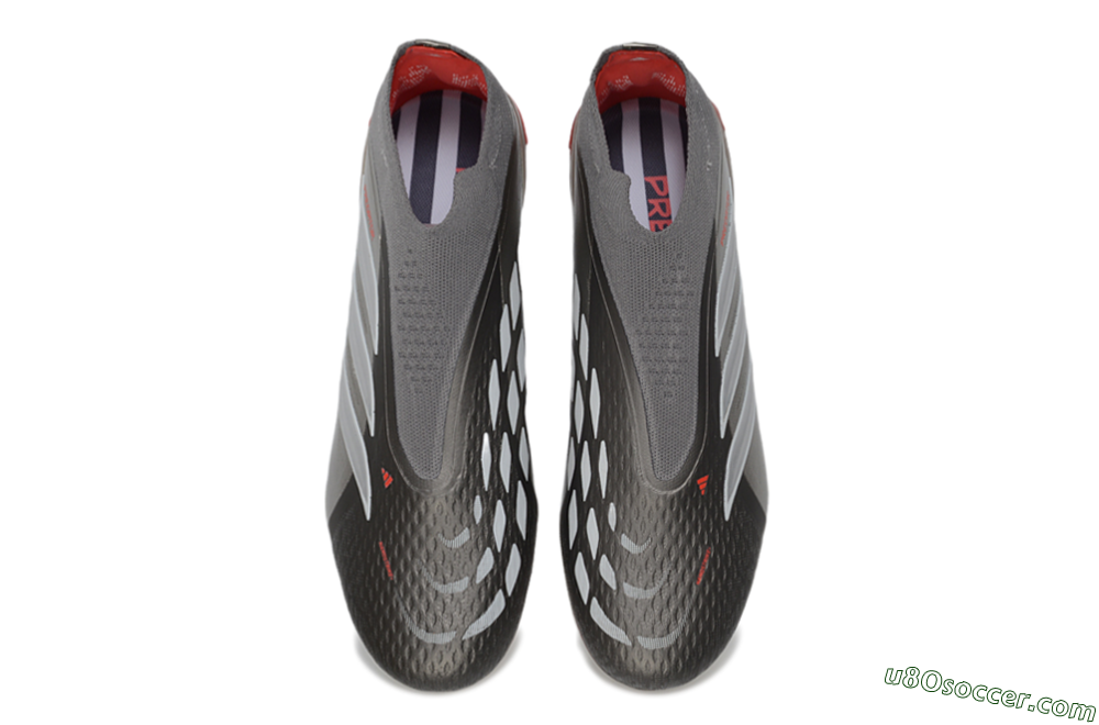 Adidas Predator 26 Elite Laceless FG Firm Ground Soccer Cleats - Gray/Supernova Silver/Red Flash 4