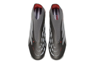 Adidas Predator 26 Elite Laceless FG Firm Ground Soccer Cleats - Gray/Supernova Silver/Red Flash
