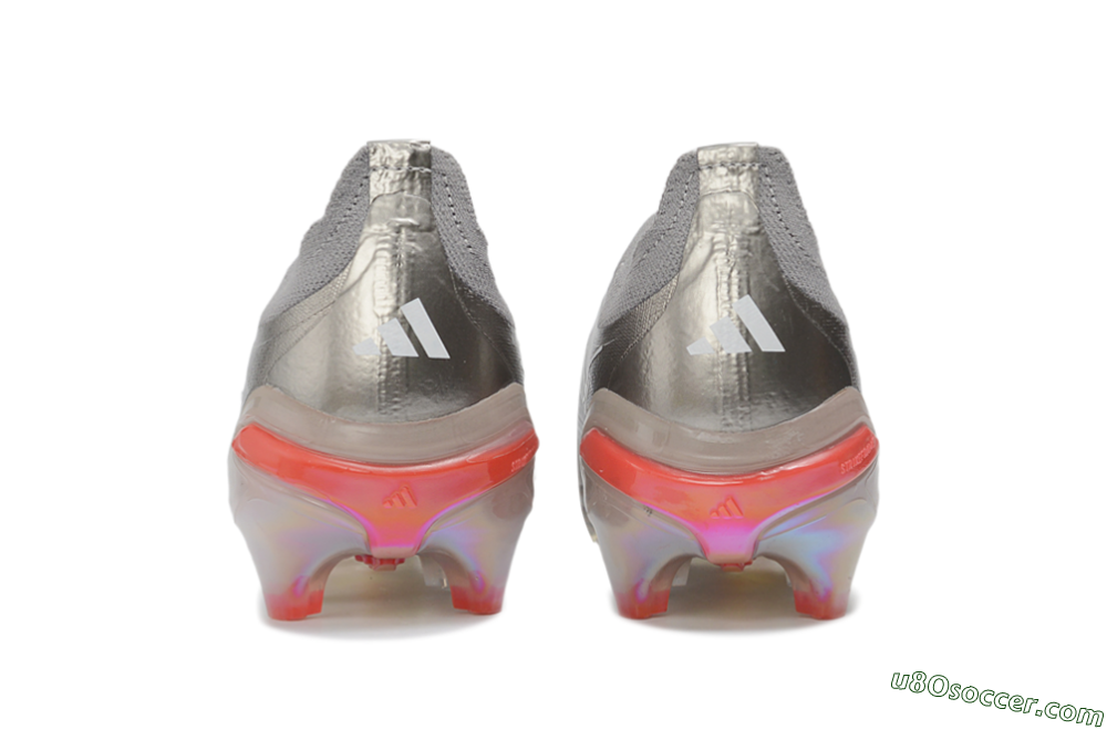 Adidas Predator 26 Elite Laceless FG Firm Ground Soccer Cleats - Gray/Supernova Silver/Red Flash 5