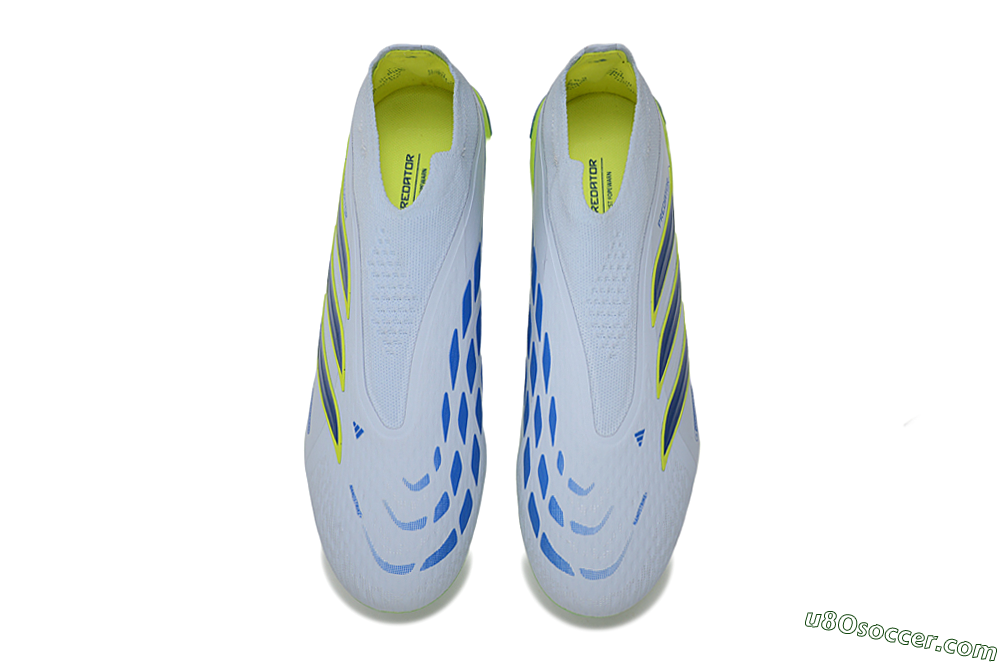 Adidas Predator 26 Elite Laceless FG Firm Ground Soccer Cleats - Grey/Neon Yellow/Blue 4