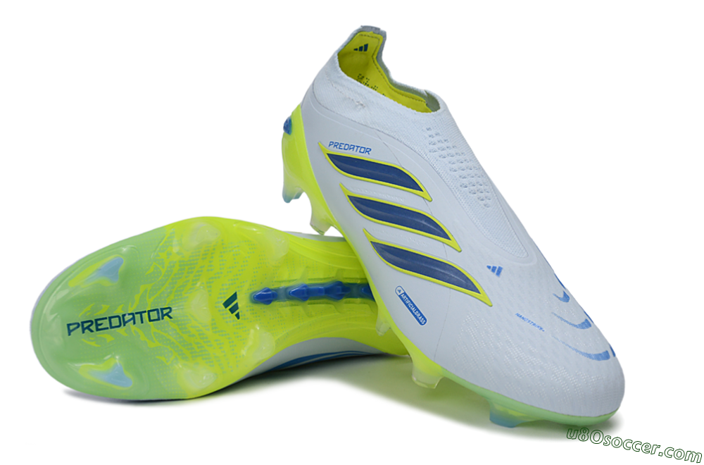 Adidas Predator 26 Elite Laceless FG Firm Ground Soccer Cleats - Grey/Neon Yellow/Blue 3