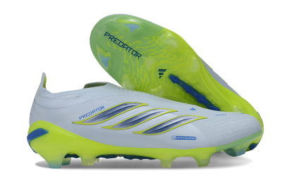 Adidas Predator 26 Elite Laceless FG Firm Ground Soccer Cleats - Grey/Neon Yellow/Blue