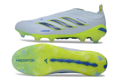 Adidas Predator 26 Elite Laceless FG Firm Ground Soccer Cleats - Grey/Neon Yellow/Blue
