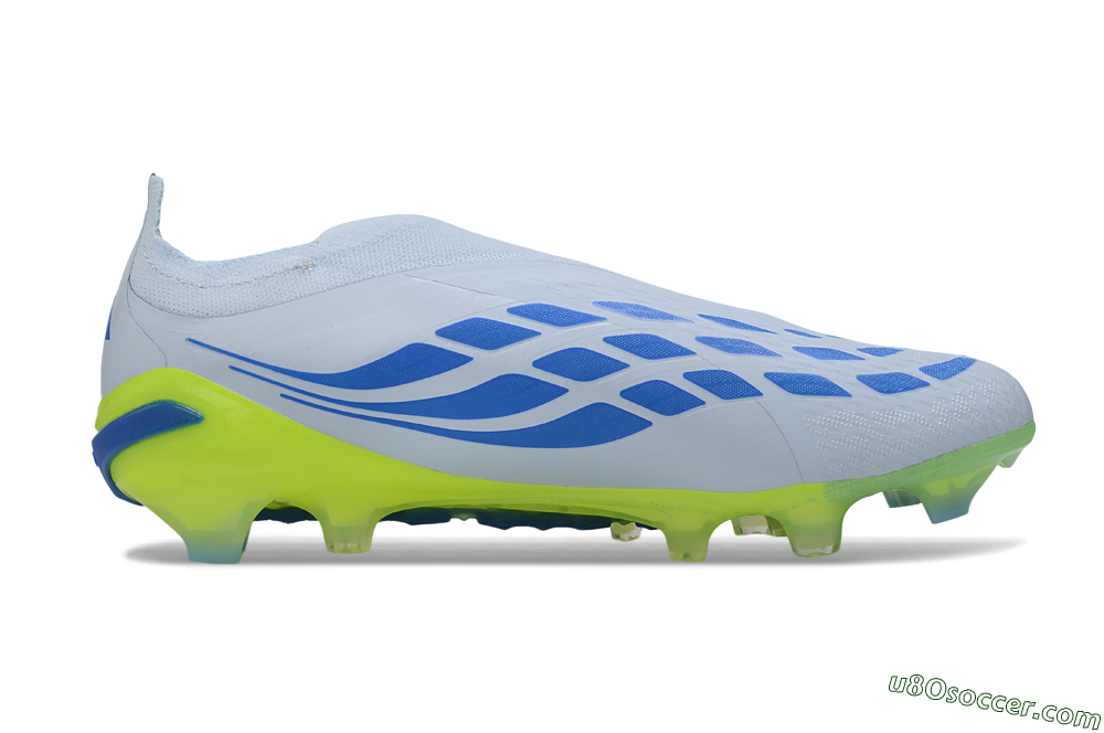 Adidas Predator 26 Elite Laceless FG Firm Ground Soccer Cleats - Grey/Neon Yellow/Blue 7