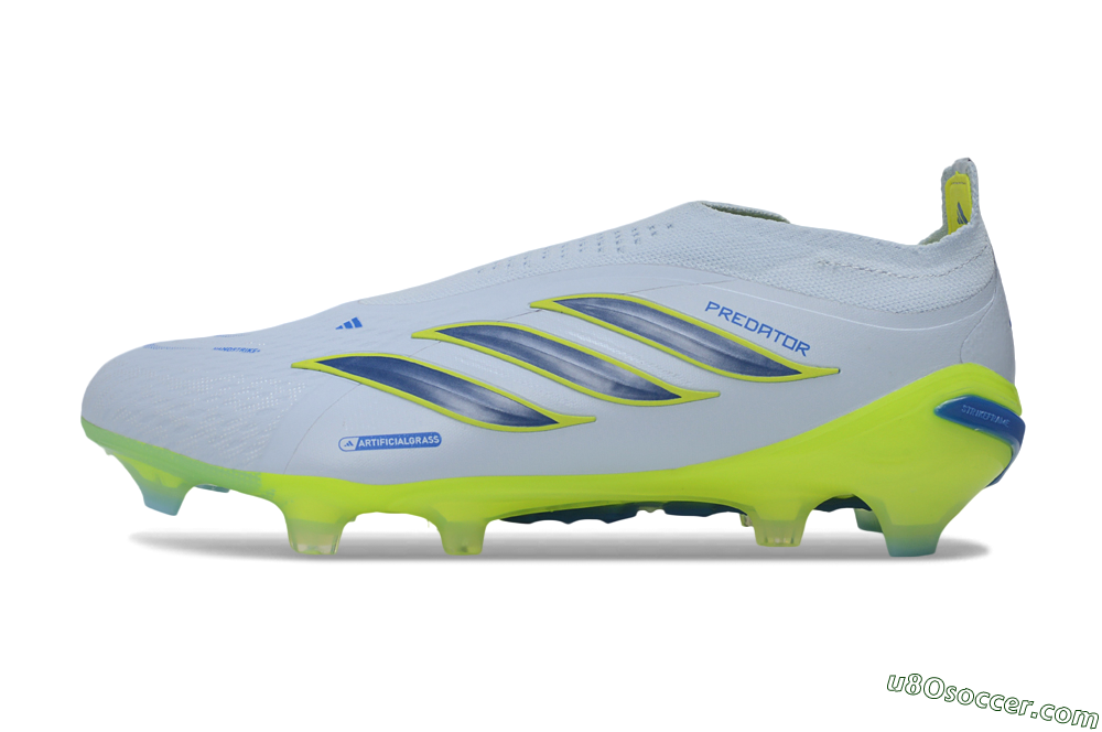 Adidas Predator 26 Elite Laceless FG Firm Ground Soccer Cleats - Grey/Neon Yellow/Blue 2