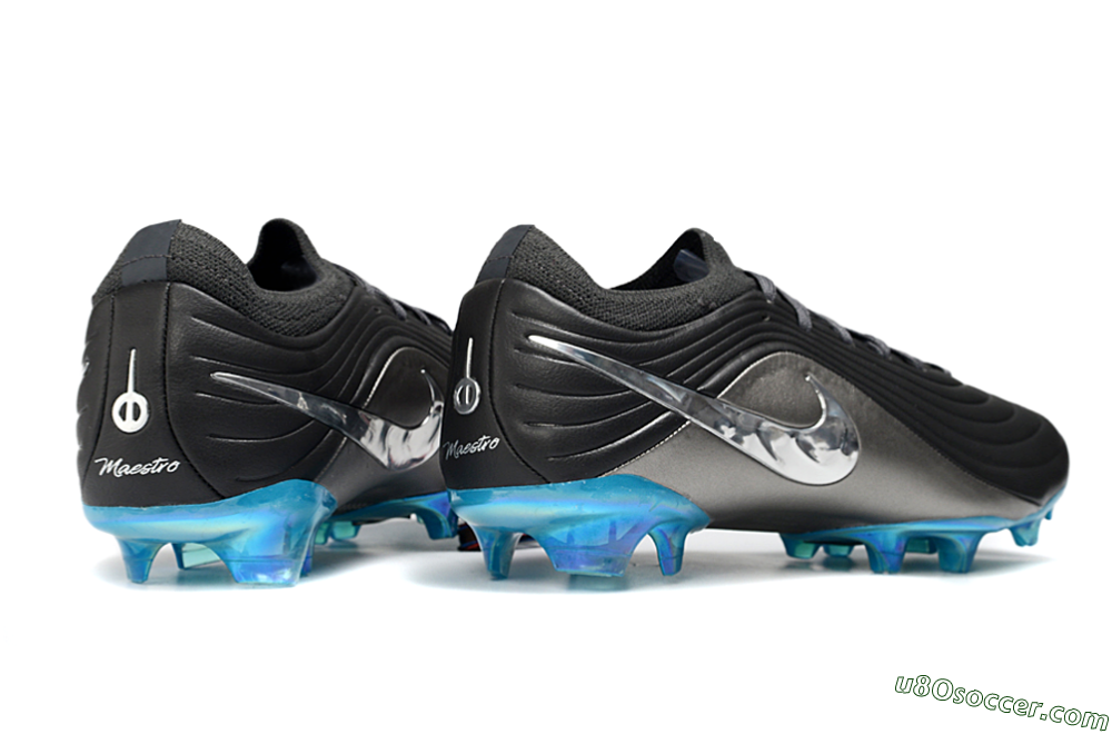 Nike Tiempo Legend 11 Elite FG Firm Ground Soccer Cleats - Black/Silver/Blue 6