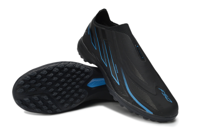 Adidas F50 Hyperfast Elite Laceless TF Artificial Turf Soccer Shoes - Black/Electric Blue/Shadow Gray