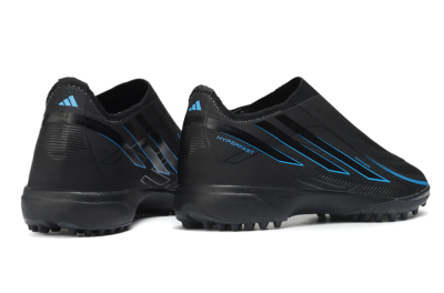 Adidas F50 Hyperfast Elite Laceless TF Artificial Turf Soccer Shoes - Black/Electric Blue/Shadow Gray
