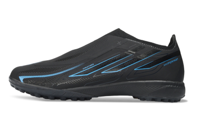 Adidas F50 Hyperfast Elite Laceless TF Artificial Turf Soccer Shoes - Black/Electric Blue/Shadow Gray
