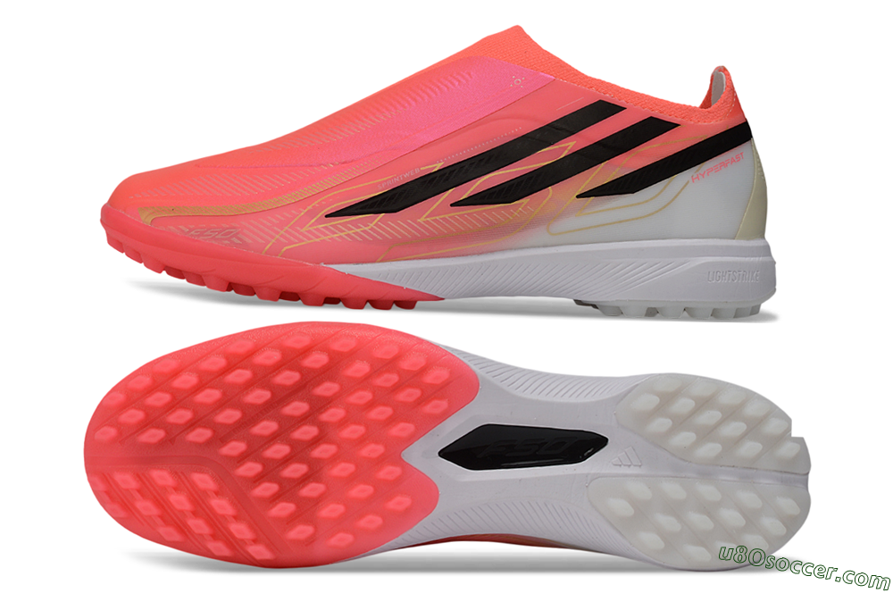 Adidas F50 Hyperfast Elite Laceless TF Artificial Turf Soccer Shoes - Pink/Electric Pink/Classic Black 0