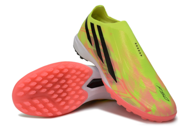 Adidas F50 Hyperfast Elite Laceless TF Artificial Turf Soccer Shoes - Yellow/Neon Green/Radiant Pink
