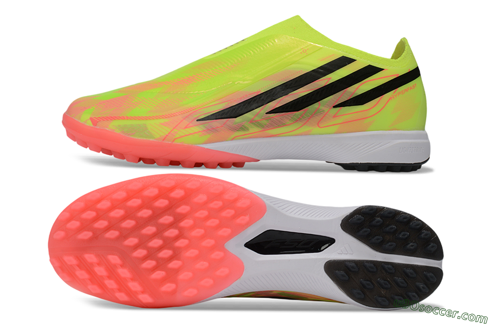 Adidas F50 Hyperfast Elite Laceless TF Artificial Turf Soccer Shoes - Yellow/Neon Green/Radiant Pink 0