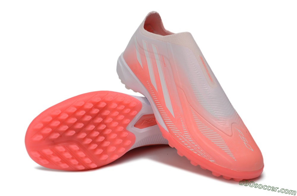 Adidas F50 Hyperfast Elite Laceless TF Artificial Turf Soccer Shoes - Pink/Coral Burst/Soft Glow 3