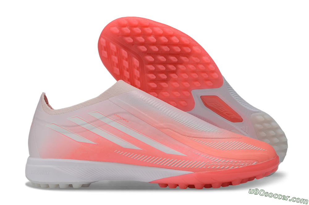 Adidas F50 Hyperfast Elite Laceless TF Artificial Turf Soccer Shoes - Pink/Coral Burst/Soft Glow 1