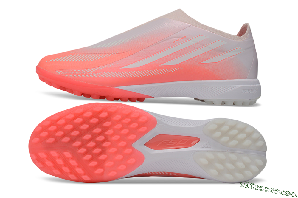 Adidas F50 Hyperfast Elite Laceless TF Artificial Turf Soccer Shoes - Pink/Coral Burst/Soft Glow 0