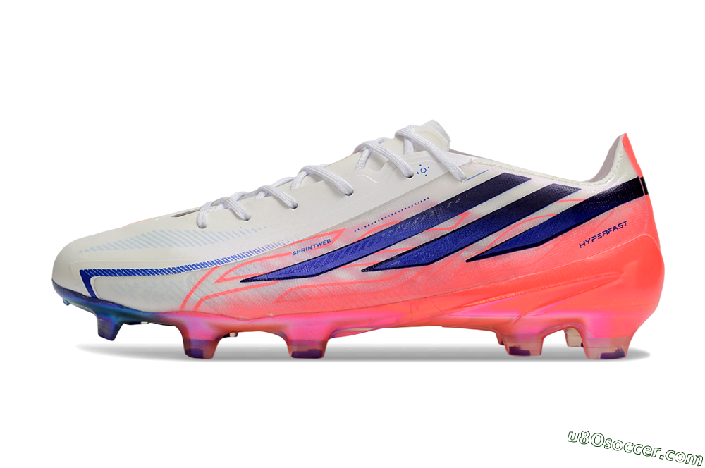 Adidas F50 Hyperfast 2026 World Cup FG Firm Ground Soccer Cleats - White/Electric Pink/Deep Purple 2