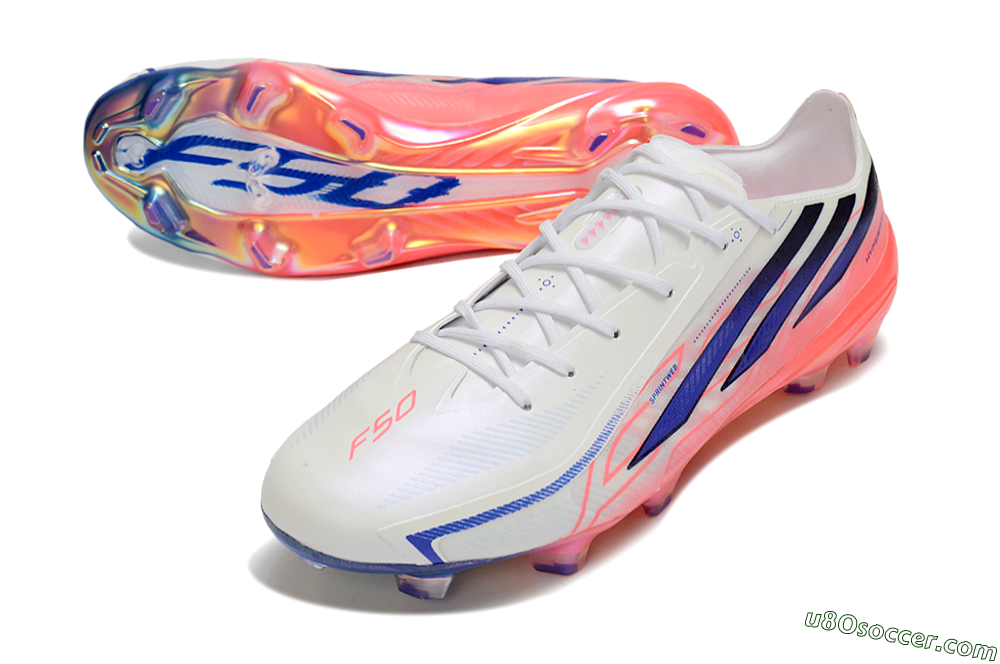 Adidas F50 Hyperfast 2026 World Cup FG Firm Ground Soccer Cleats - White/Electric Pink/Deep Purple 3