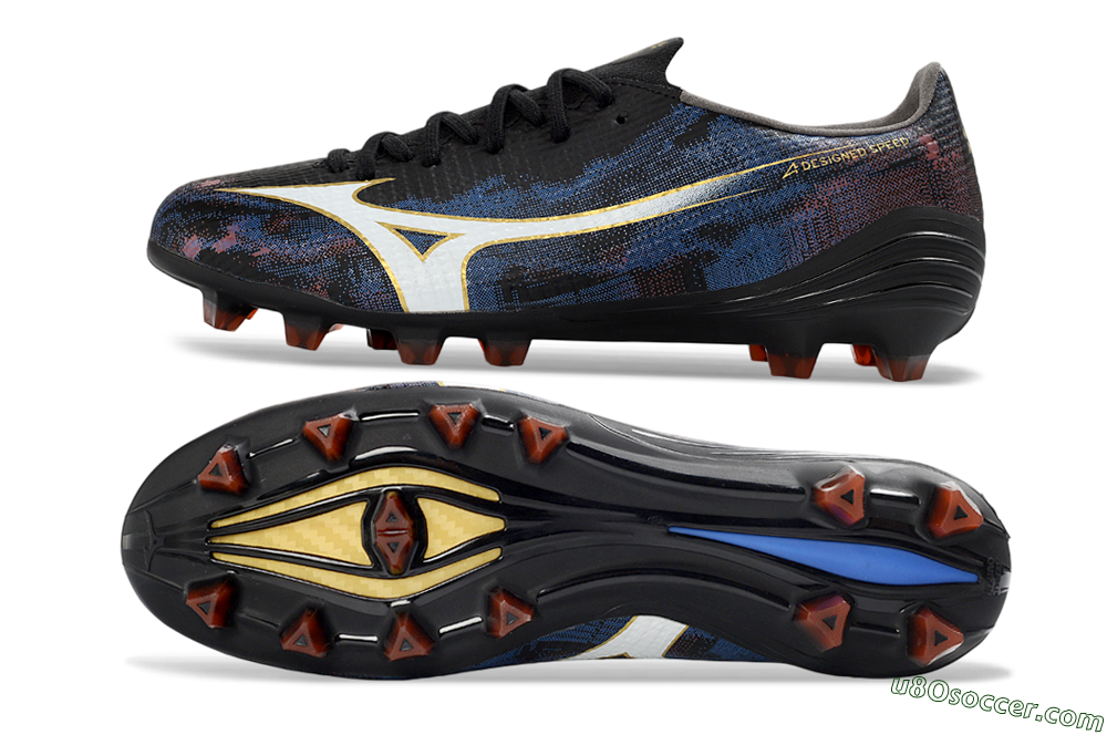 Mizuno Alpha 3 FG Firm Ground Soccer Cleats - Black/Midnight Blue/Ruby Red 0