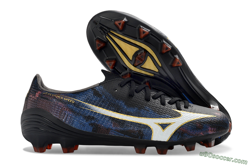 Mizuno Alpha 3 FG Firm Ground Soccer Cleats - Black/Midnight Blue/Ruby Red 1