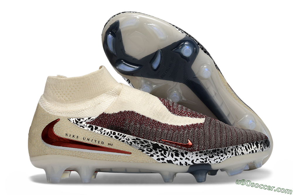 Nike Phantom 6 Elite High FG Firm Ground Soccer Cleats - Red/Crimson Fusion/Soft Cream 1