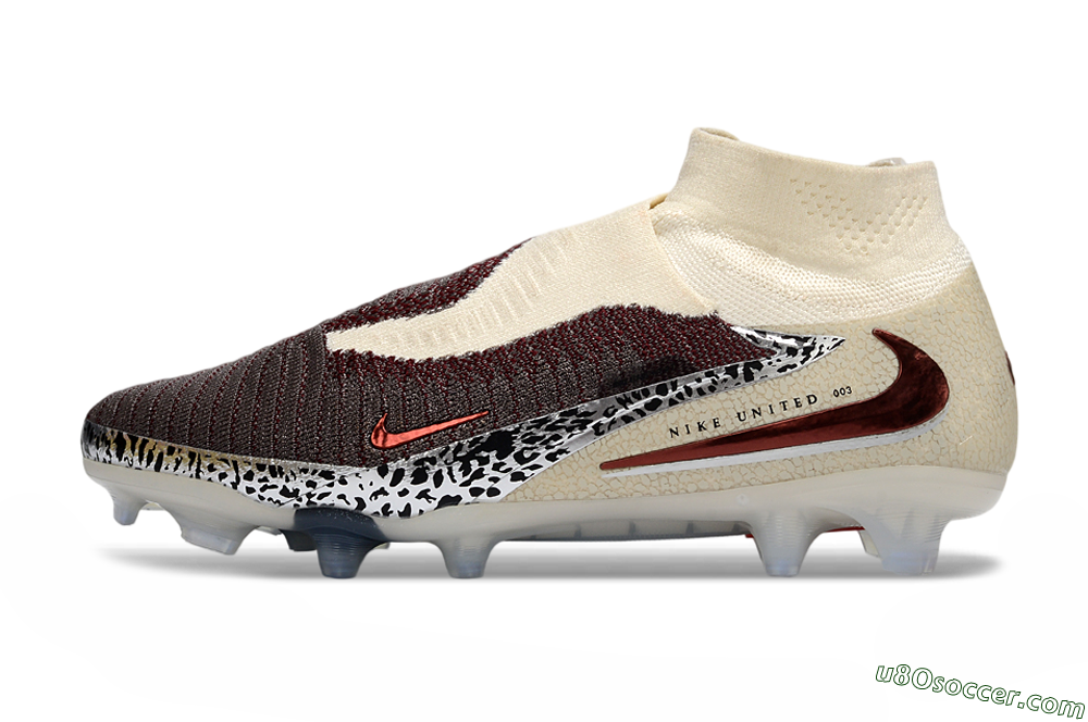 Nike Phantom 6 Elite High FG Firm Ground Soccer Cleats - Red/Crimson Fusion/Soft Cream 2