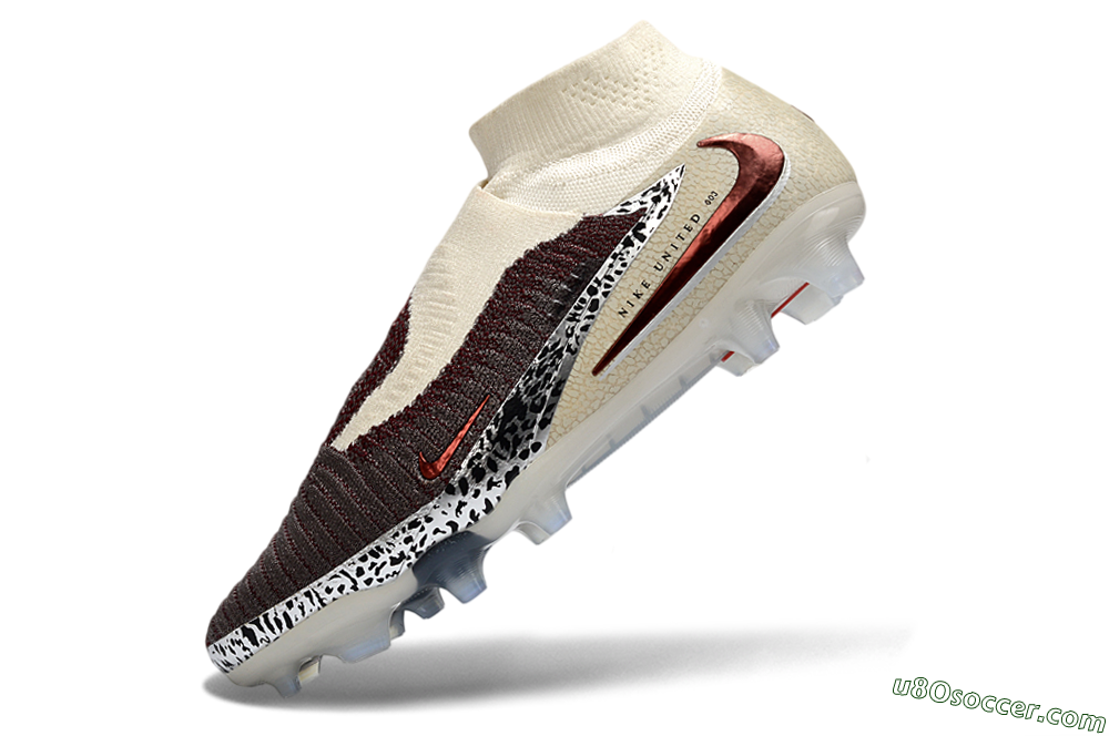 Nike Phantom 6 Elite High FG Firm Ground Soccer Cleats - Red/Crimson Fusion/Soft Cream 5