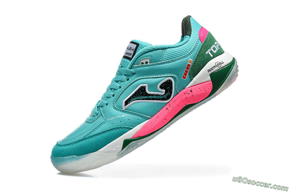 Joma Top Flex IC Indoor & Futsal Soccer Shoes - Turquoise/Electric Turquoise/Neon Pink 8