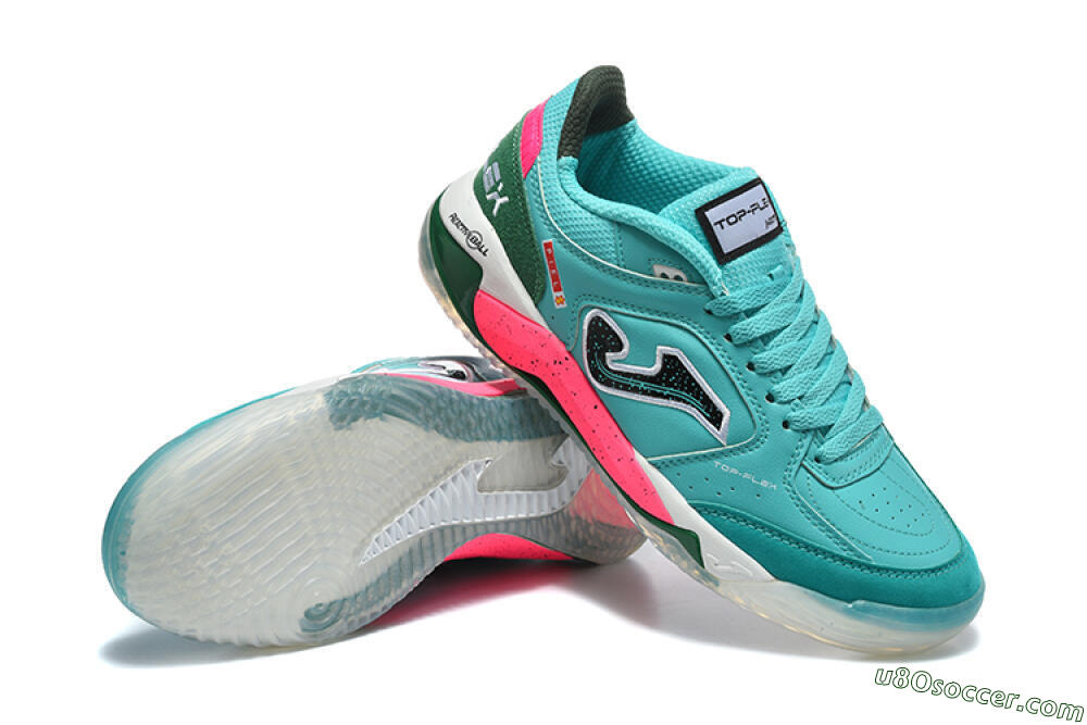 Joma Top Flex IC Indoor & Futsal Soccer Shoes - Turquoise/Electric Turquoise/Neon Pink 4