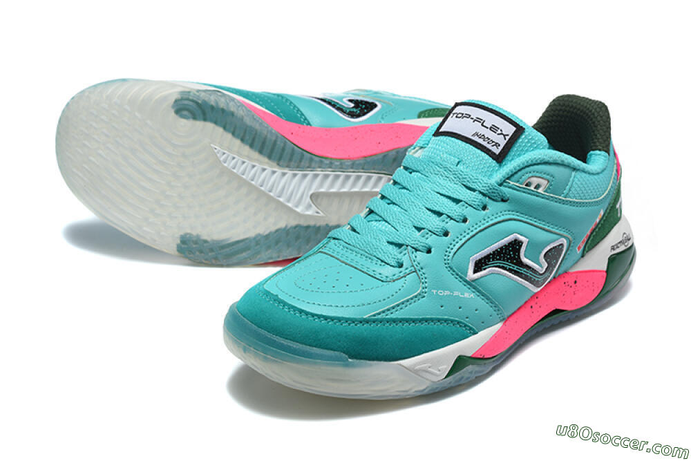 Joma Top Flex IC Indoor & Futsal Soccer Shoes - Turquoise/Electric Turquoise/Neon Pink 3