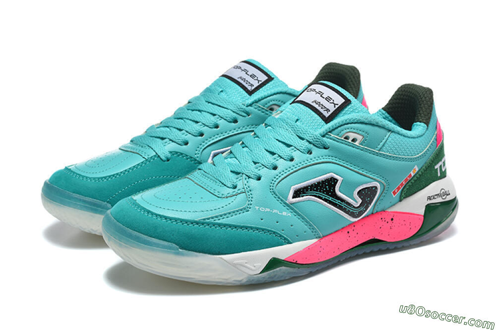 Joma Top Flex IC Indoor & Futsal Soccer Shoes - Turquoise/Electric Turquoise/Neon Pink 5