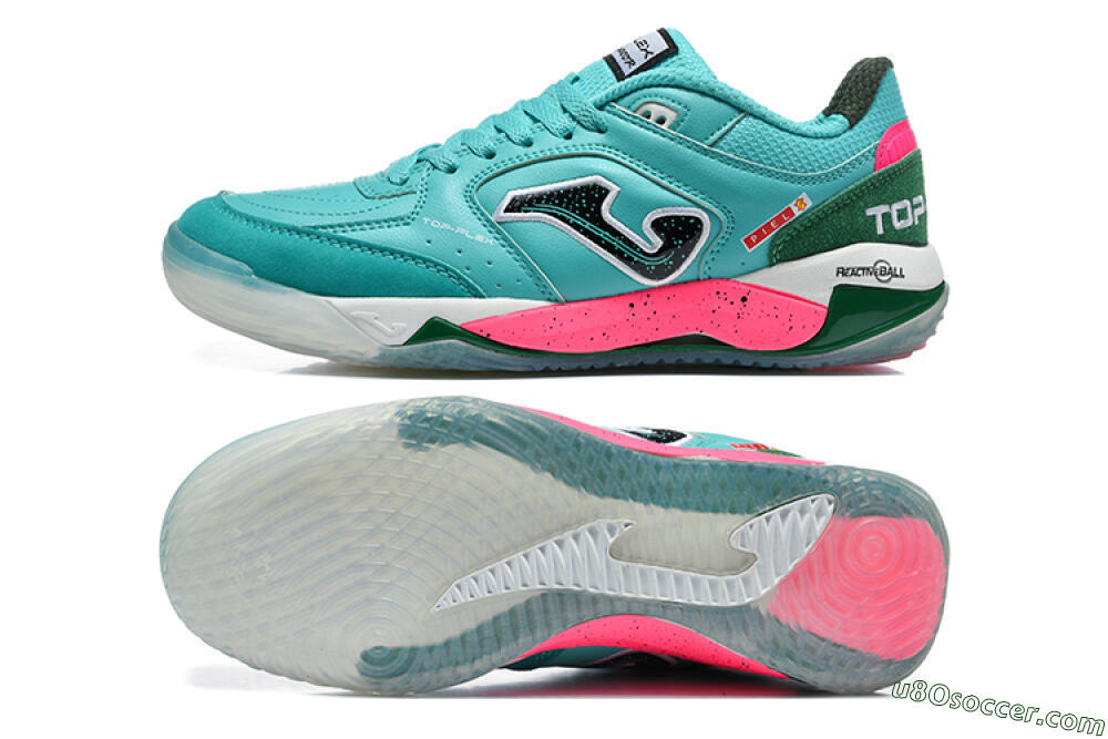 Joma Top Flex IC Indoor & Futsal Soccer Shoes - Turquoise/Electric Turquoise/Neon Pink 0