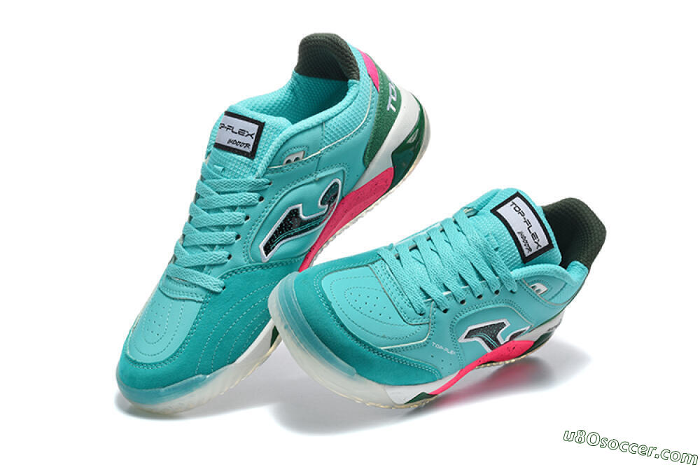 Joma Top Flex IC Indoor & Futsal Soccer Shoes - Turquoise/Electric Turquoise/Neon Pink 6