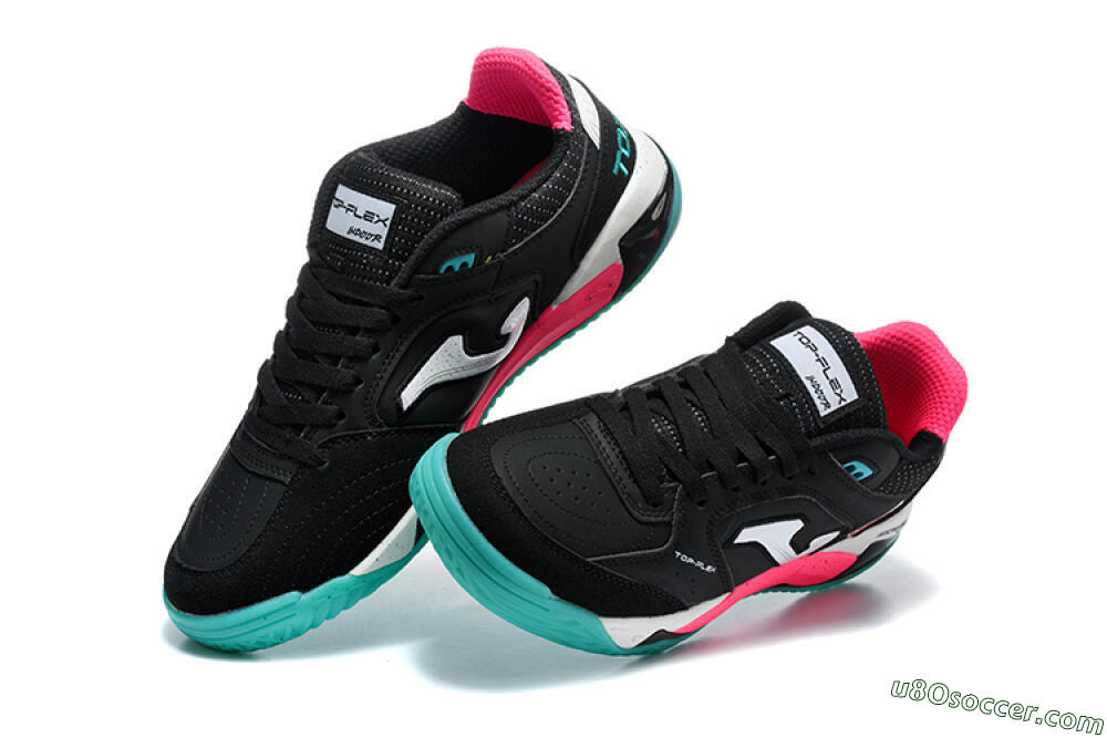 Joma Top Flex IC Indoor & Futsal Soccer Shoes - Black/Electric Turquoise/Hot Pink 6