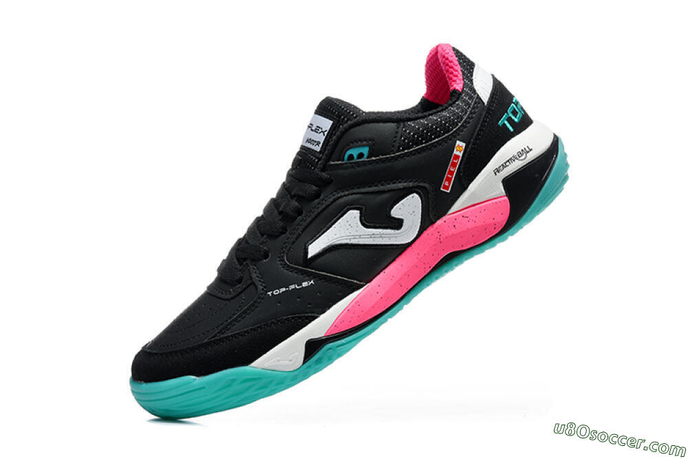 Joma Top Flex IC Indoor & Futsal Soccer Shoes - Black/Electric Turquoise/Hot Pink 8