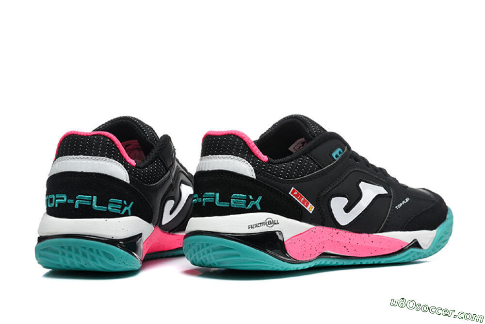 Joma Top Flex IC Indoor & Futsal Soccer Shoes - Black/Electric Turquoise/Hot Pink 9