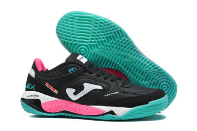 Joma Top Flex IC Indoor & Futsal Soccer Shoes - Black/Electric Turquoise/Hot Pink