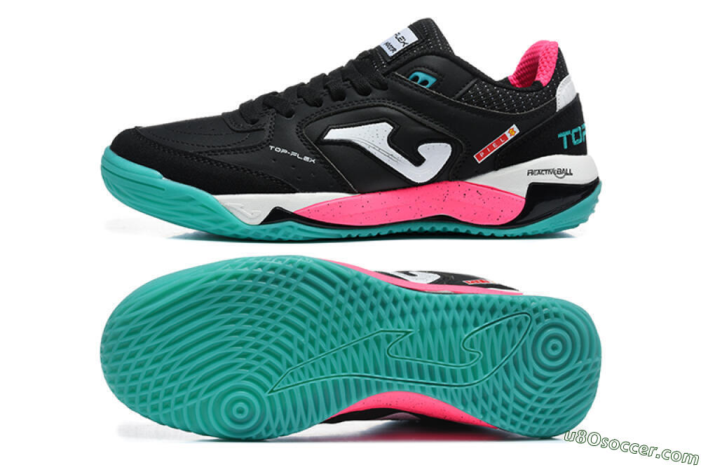 Joma Top Flex IC Indoor & Futsal Soccer Shoes - Black/Electric Turquoise/Hot Pink 0