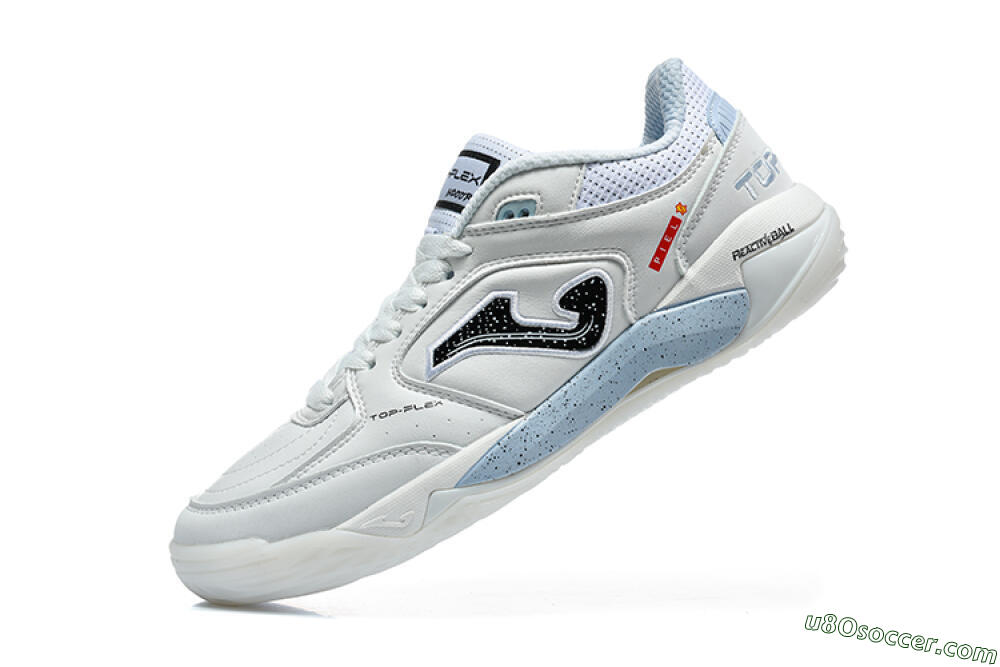 Joma Top Flex IC Indoor & Futsal Soccer Shoes - White/Ice Blue/Black 8