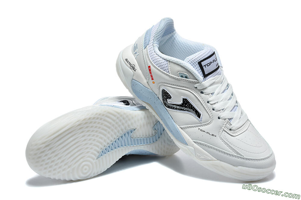 Joma Top Flex IC Indoor & Futsal Soccer Shoes - White/Ice Blue/Black 4