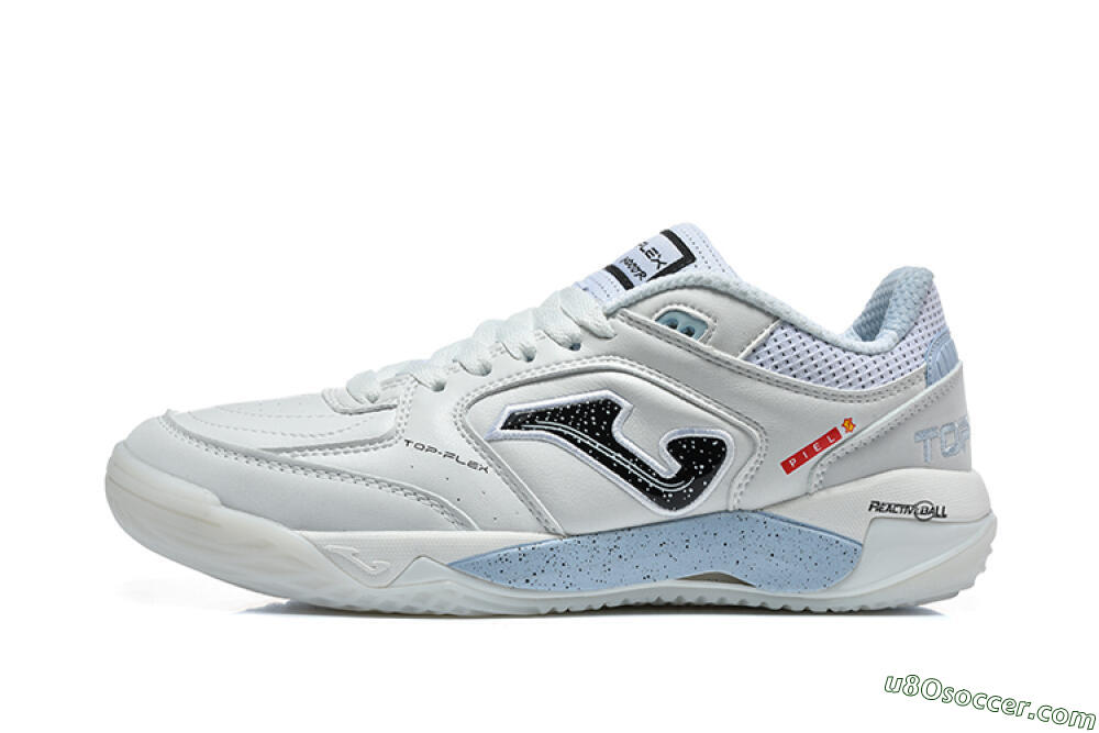 Joma Top Flex IC Indoor & Futsal Soccer Shoes - White/Ice Blue/Black 2