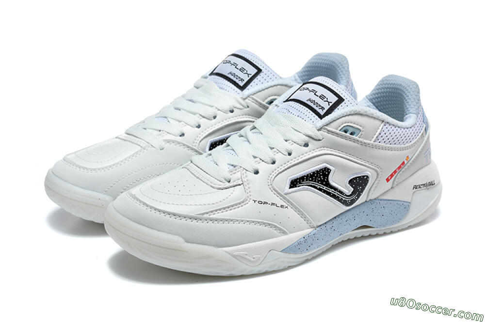 Joma Top Flex IC Indoor & Futsal Soccer Shoes - White/Ice Blue/Black 5