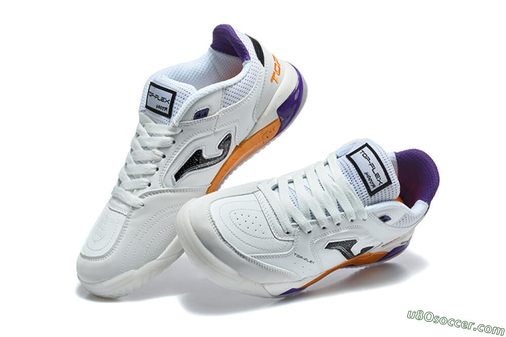 Joma Top Flex IC Indoor & Futsal Soccer Shoes - White/Black/Orange/Purple 6