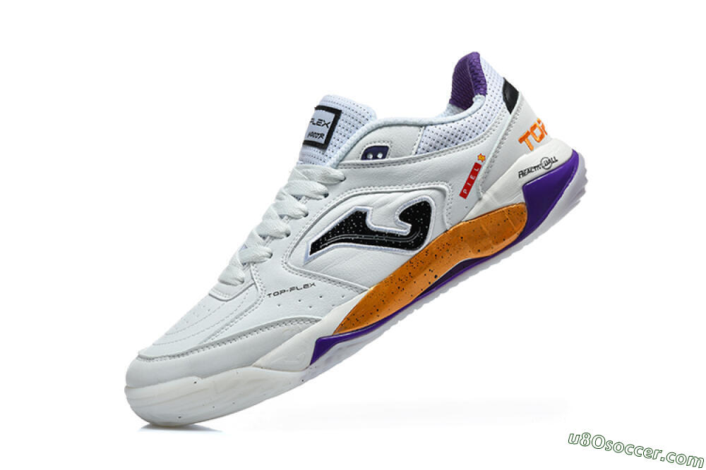 Joma Top Flex IC Indoor & Futsal Soccer Shoes - White/Black/Orange/Purple 8