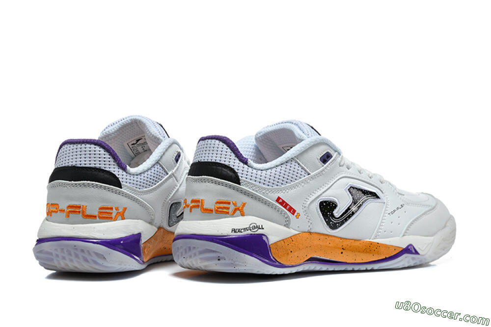 Joma Top Flex IC Indoor & Futsal Soccer Shoes - White/Black/Orange/Purple 9