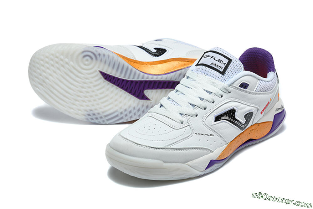 Joma Top Flex IC Indoor & Futsal Soccer Shoes - White/Black/Orange/Purple 3
