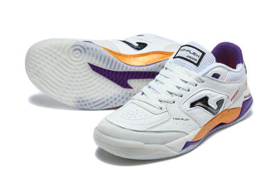 Joma Top Flex IC Indoor & Futsal Soccer Shoes - White/Black/Orange/Purple