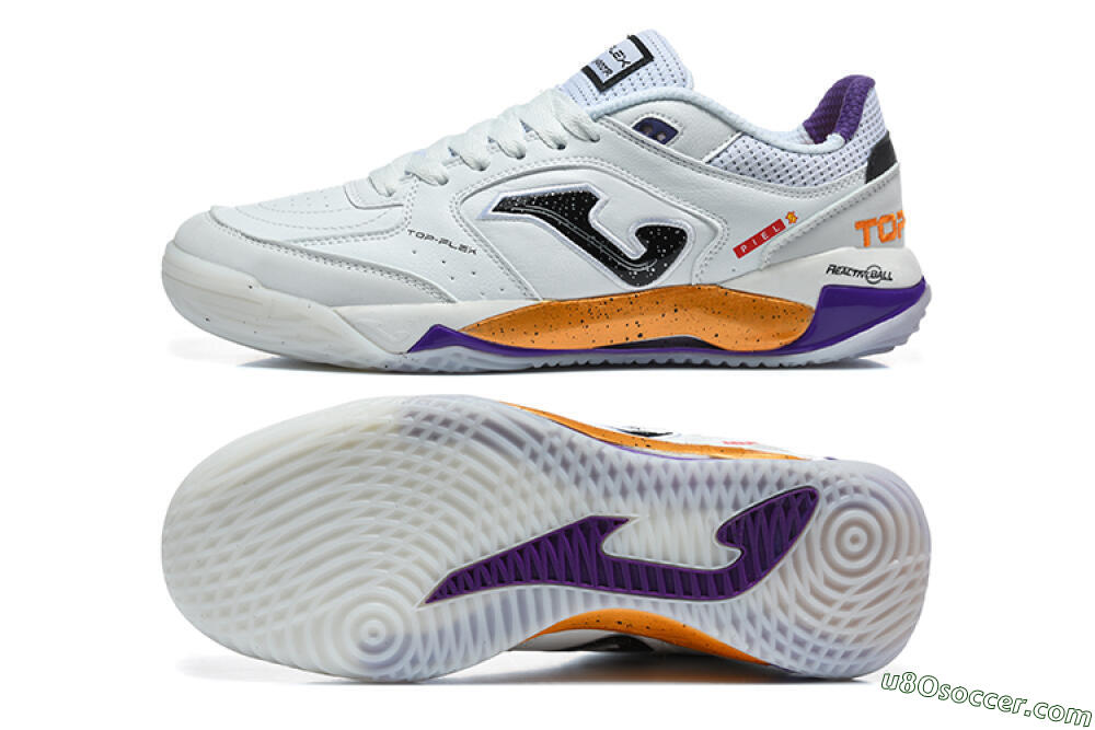 Joma Top Flex IC Indoor & Futsal Soccer Shoes - White/Black/Orange/Purple 0