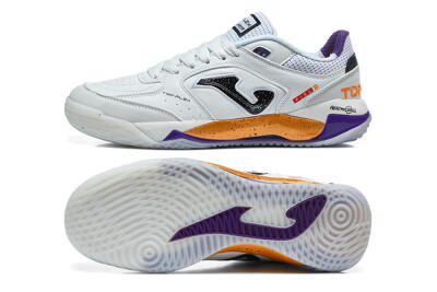Joma Top Flex IC Indoor & Futsal Soccer Shoes - White/Black/Orange/Purple