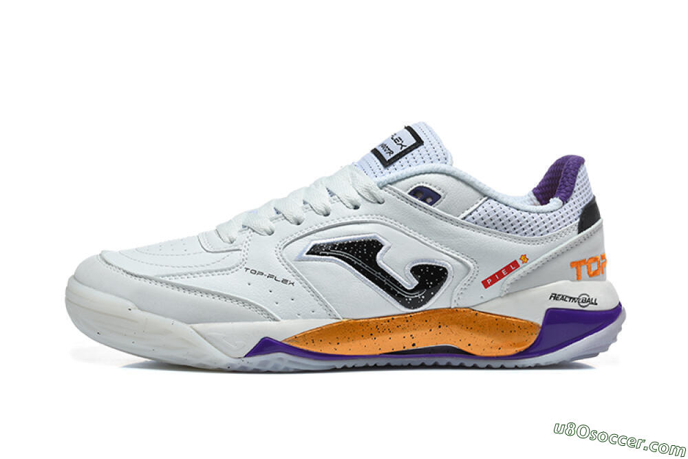 Joma Top Flex IC Indoor & Futsal Soccer Shoes - White/Black/Orange/Purple 2