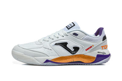 Joma Top Flex IC Indoor & Futsal Soccer Shoes - White/Black/Orange/Purple